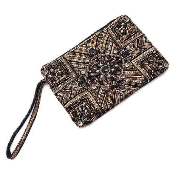 CHICO's Wristlet Clutch 100% cotton studded boho - Picture 1 of 9